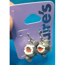 Claire's One Cute Pair Of Claire's Googly Eyed Gray Shark With Teeth Dangling Earrings