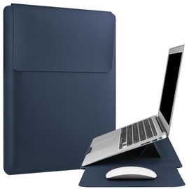 HoYiXi 13.3'' /13.6'' Laptop Sleeve Case Leather Bag with Stand Compatible with MacBook Pro 14/MacBook Air 13(M1 M2)/13.3'' Yoga/Dell XPS 13/HP/Matebook 14'' Laptop case, Blue