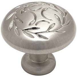 10 Pack - Cosmas 464SN Satin Nickel Leaf Cabinet Hardware Round Knob - 1-1/4" Inch Diameter