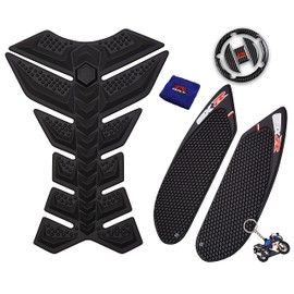 REVSOSTAR 3D Black Rubber Side Tank Pad Protector, Anti Slip sticker, Tank Side Traction Pad, Gas Cap, Fuel Cap Decal,Tank Protector for GSXR 600 750 (2006 2007)