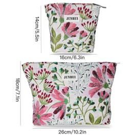 BOCGRPU 2 Pcs Makeup Bags for Purse, Large Cosmetic Bag Travel Toiletry Bag Set Organizer for Women,Colorful Flower Pattern Makeup Bag,Small Cosmetic Pouch Purse with Zipper