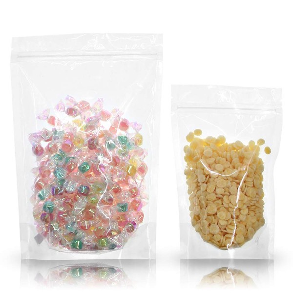 SumDirect 100Pcs 7x10.2 Inches Clear Stand Up Food Bags, Zip