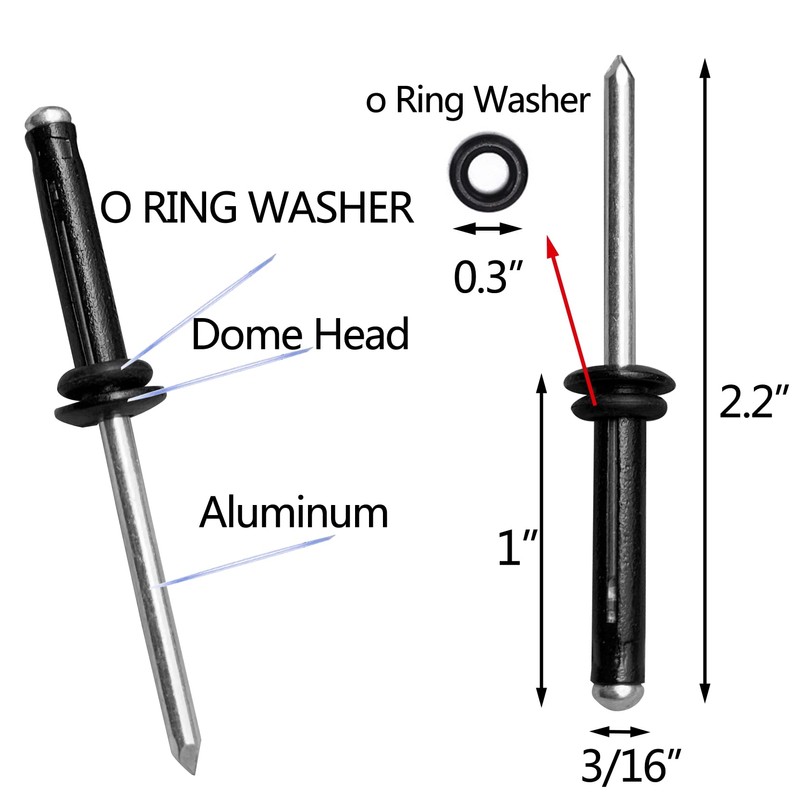 Kayak Rivet Gun Kit, 18Pcs Waterproof Tri-Grip Rivets with Manual