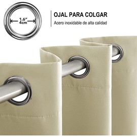 NANWEI Cortinas Blackout con Aislamiento Térmico para Estar/Recámara Ventana, con Ojales en la Parte Superior, Suave 100% Poliéster Tela Impermeable, Reducción Ruido, 1 Paneles (Beige, 52" x 84")