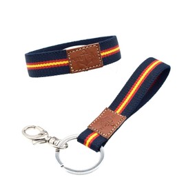 BDM Spain Flag Unisex Bracelet Keyring - High Quality Fashion Accessory - Show Your Spanish Pride in Style, Leather
