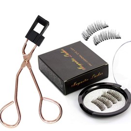 Magnetic Eyelash Curler Eyelash Set, Magnetic Lash Applicator Tool Eyelashes Clip Tool Kit Magnetic Eyelash Partner with 3 Reusable Magnetic False Eyelashes