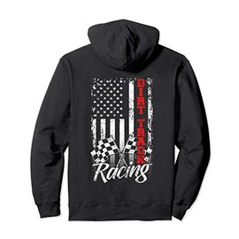 American Flag Dirt Track Racing Car Bike Driver Racer Gift Pullover Hoodie