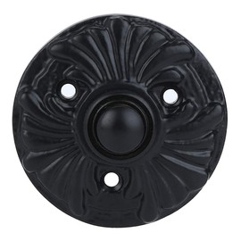 A29 Black Powder Coat Antique Doorbell Button – 2 1/8" x 2 1/8" – Cast Iron Mid-Century Style with Recess Mount – Weather Resistant, Wired for Two-Wire Chimes, Easy DIY Installation