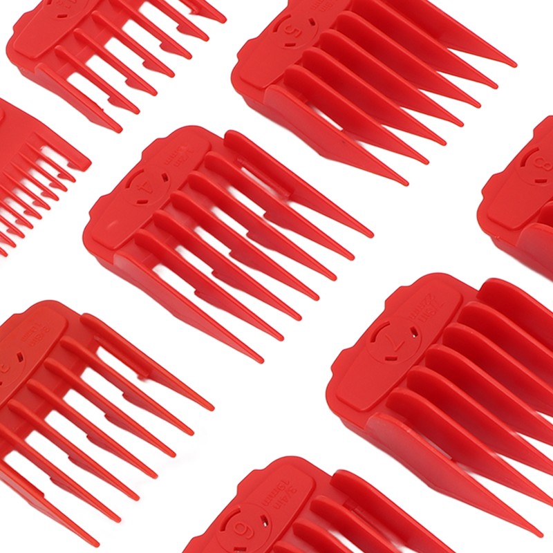 10pcs Professional Hair Clipper Guide Comb Red Hair Trimmer Cutting