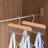 Closet Belt Hanger, 2 Pcs Wooden Sturdy 8-Hook Belt Holder,