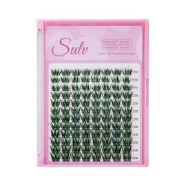 SULV Lashes Cluster D Curl Individual False Eyelash Extensions Cluster 96Cluster 10-18mm To Choose Black Green Colors Eyelashes Cluster Professional Beauty Accessory DIY at Home (WM005-14mm)