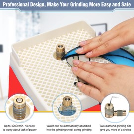 Stained Glass Grinder,4200r/min Mini DIY Grinding Tool, 110V 65W Portable Glass Grinder Kit with 5/8" + 1" Replaceable Diamond Grinder Bit for Glass Processing Arts Etc. (Red)