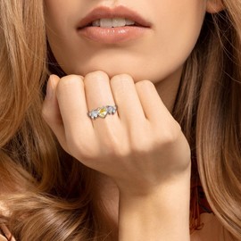 SILVERCUTE Adjustable Gem Ring Yellow Topaz Open Rings 925 Silver Thumb Rings for Women November Birthstone Jewellery