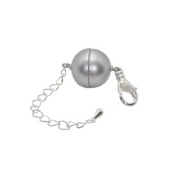 My Home Crystal - Magnetic Clasp Ball for Jewellery, with Strong Magnet, 2 Carabiners or Extension, Matt Silver, Silver Plated