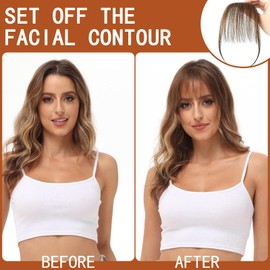 ARYIMYDP Luftige Pony-Perücke, Perücke mit Seitenscheitel, einfach zu tragen, natürlich und unsichtbar, speziell für Frauen entworfen, für den täglichen Gebrauch geeignet, hellbraun