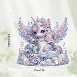 JZHYOAN DIY Unicorn Diamond Painting Pendant Home Decoration Pendant Gift Hanging Wind Chimes Gem Art Suncatchers Painting Acrylic Mosaic Window Ornament for Office Living Room Garden Decor Gift