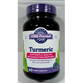 Oregon's Wild Harvest Turmeric Curcumin BioPerine 1350msg 60 Veg Caps 06/26+ NEW