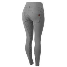 HORZE Women's Tara Full Seat Silicone Grip Breeches | Stretchable, High Waist with 4 Pockets - Steel Grey - 26