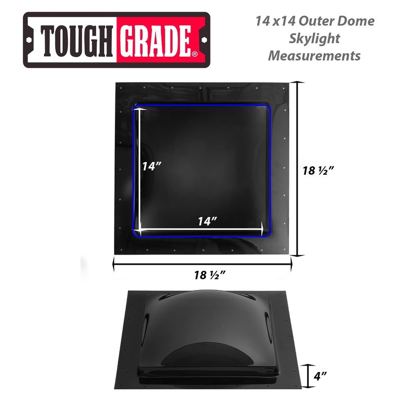ToughGrade 14" x 14" RV/Camper Dome Skylights | Acrylic Replacement