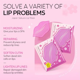 20PCS Cherry Blossom Lip Masks -Sakura Lip Care for Women - Lip Masks Nourishe and Protect Lips - Lip Repair - Alleviates Lip Lines and Exfoliates - Prevents Chapped, Dry Skin and Other Situations