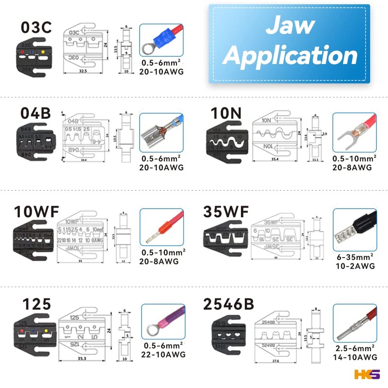 HKS Ratcheting Crimping Tool Set 9 PCS with Automatic Wire