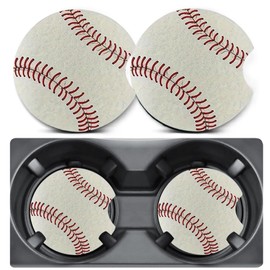 2 Pack Car Coasters for Cup Holders,Baseball Car Cup Holder Coasters,2.75" Universal Size Anti Slip Rubber Mat,Car Cup Holder Decal Decor Accessories,Baseball Gifts for Men,Women