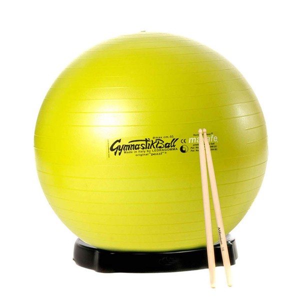 Original Pezzi Ball Maxafe 75 cm Diameter Lime Green Kawanyo Ball Bowl Black Drum Sticks