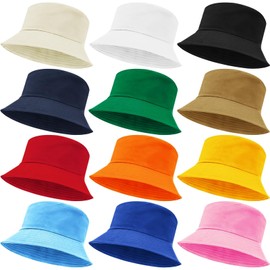 ASMIZ 12 Pack Bucket Hat Bulk for Men Women Summer Packable Sun Hat Set Lightweight Outdoor Fishman Cap Travel Beach Hats
