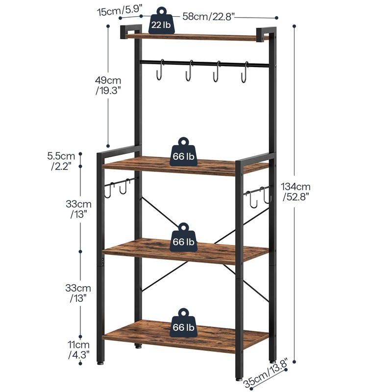 HOOBRO Kitchen Bakers Rack with Storage, 4 Tiers Coffee Bar