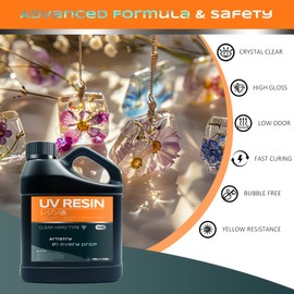 UV Resin Crystal Clear Hard Type - Fast Curing UV Epoxy Resin for Jewelry Making Craft Decoration, Hard Transparent Glue Solar Cure Sunlight Activated Resin Casting, Coating 1000g