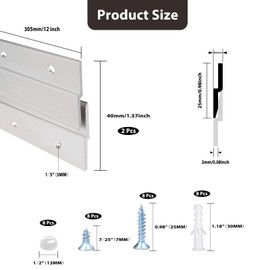 French Cleat Hanger 12 Inch, Aluminum Z Clips for Hanger Supports 80lbs - Interlocking Wall Mounting Bracket Hardware Kit for Hanging Mirrors, Picture, Shelf, Whiteboard, Art, Frames (12"-2Pairs)