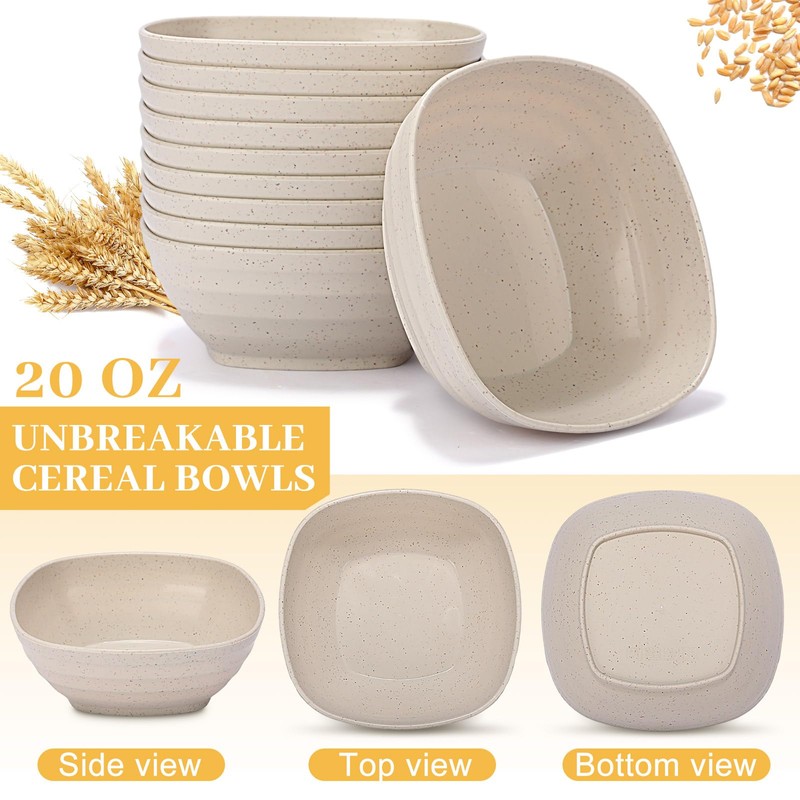 Gejoy 64 Pcs Unbreakable Cereal Reusable Wheat Straw Lightweight Bowls