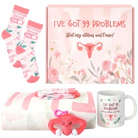 Drydiet Funny After Hysterectomy Recovery Gifts Women Uterus Gifts Hysterectomy Recovery Must Haves, Blanket Socks Uterus Plush Keychain Mug
