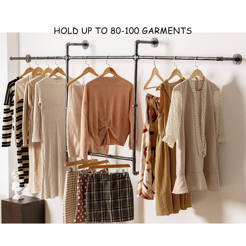 ZYUXUAN Industrial Wall Clothes Rack, Heavy-Duty Clothing Rack, Pipe Style