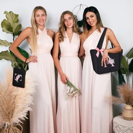 Vavabox 2 Pcs Gift Set Initial Tote Bag&Letter Makeup Bag,Gifts For Women&Bridemaid,Ideal For Wedding&Birthday(E, Black)