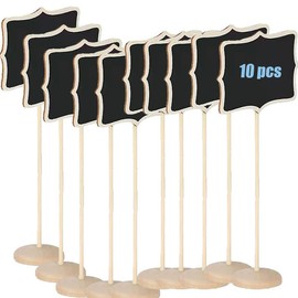 10Pcs Chalkboards Food Label Sign Mini Chalkboards Sign,Small Chalkboard Message Sign Rectangle Food Label Sign,Wood Mini Chalkboard Sign with Stand,Food Labels for Party Buffet