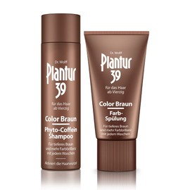 Plantur 39 Color Braun Phyto Caffeine Shampoo - 1 x 250ml - Colour Conditioner 1 x 150ml - For Brown Hair - Conceals Grey and Light Hairline
