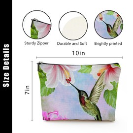 kasader Makeup Bag for Women Large Makeup Bag Travel Cosmetic Bag Zipper Pouch Toiletry Bags 7X10in Hummingbird Spring
