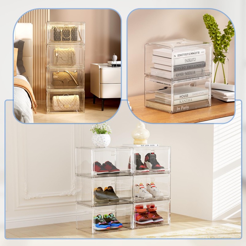 10-Pack X-Large Shoe Storage Boxes for Wardrobe, Modular Space-Saving Shoe