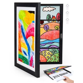 Joyshare A4 Picture Frame Children's Drawings Wooden Picture Frame Change Children's Drawings 25 x 34 x 4 cm Black 1 Piece (Thick)