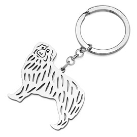 RAIDIN Stainless Steel Gold Silver Plated Cute Dog Keychains Keyring for Women Girls Gifts Car Purse Keys Charms Accessories (Silver-175 Australian Shepherd)