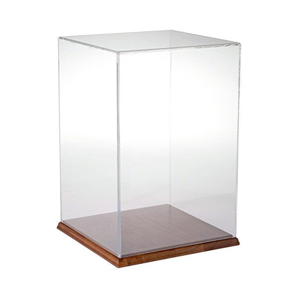 Plymor Clear Acrylic Display Case with Hardwood Base, 10" W
