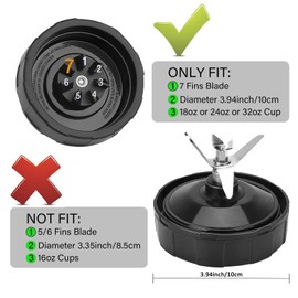 For Ninja Blender Blade Replacement, 7 Fins Blender Blade Replacement parts for Ninja Auto iQ BL401 BN751 BN801 BL682-30 BL642-30 BL482-30 BL687CO-30 NN102 Extractor Blade Assembly