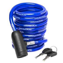 DocksLocks Coiled Security Cable with Key Lock (5’, 10’, 15’, 20’ or 25’ Lengths), Weatherproof Multi-Purpose Anti-Theft Protection for Kayaks, Bikes, Paddleboards, Scooters, Equipment and More 15ft