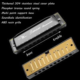 Harmonica Armonica Mouth Organ Blues Harmonica Key of C 10 Hole 20 Tone Polyphony Diatonic Harp with Case for Blues Folk Jazz Pop for Music Student Teacher Teaching Beginner Gift