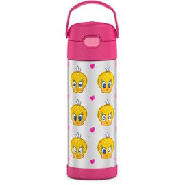 THERMOS FUNTAINER - Botella aislada al aspiradora de acero inoxidable de 16 onzas con tapa ancha de boquilla, LOONEY TUNES