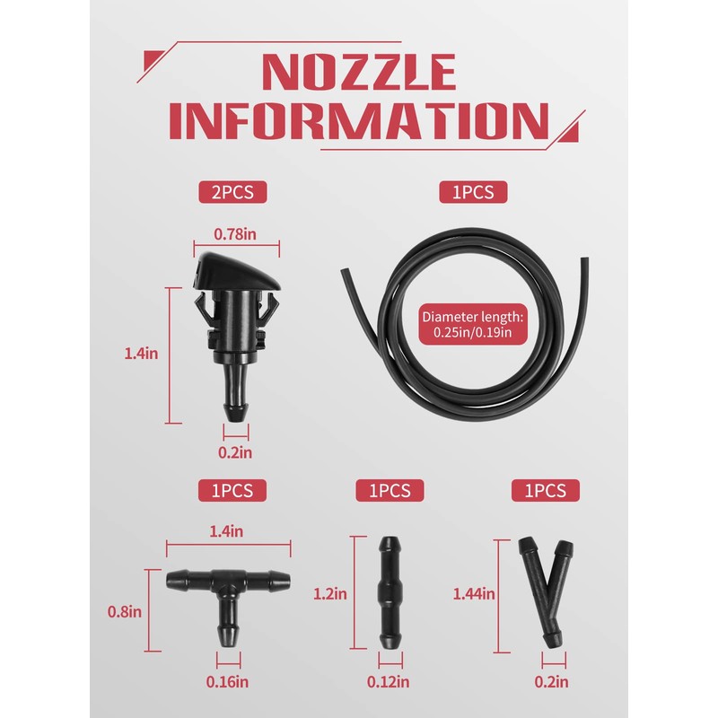 Windshield Washer Nozzles Kit, Replacement for Chrysler, Dodge, Jeep, Ram