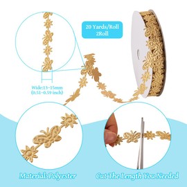 Ribete de encaje de costura de mariposa, de poliéster, bordado de flores, de mariposa, de 40 yardas, ribete de tela para bricolaje, ropa, costura, decoración de manualidades (amarillo)
