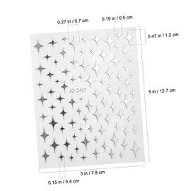 Ipetboom Nail Art Strips Silver Stars 5 Sheets Set Decorative Nail Stickers for Women Sparkle Design
