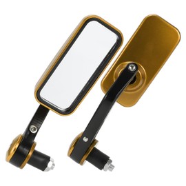 HOPESPANNER Universal Motorcycle Rear View Mirrors Adjustable Bar End Side Mirrors Mount Aluminum Plastic 1 Set Black Gold Tone M8 Square Shape